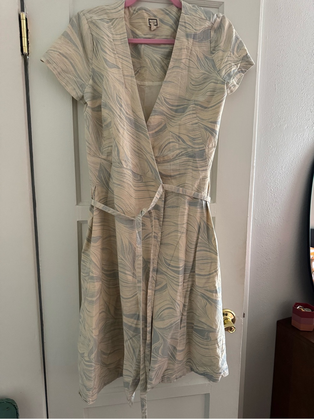 Women's Wrap Dress in Pastel Marble Print